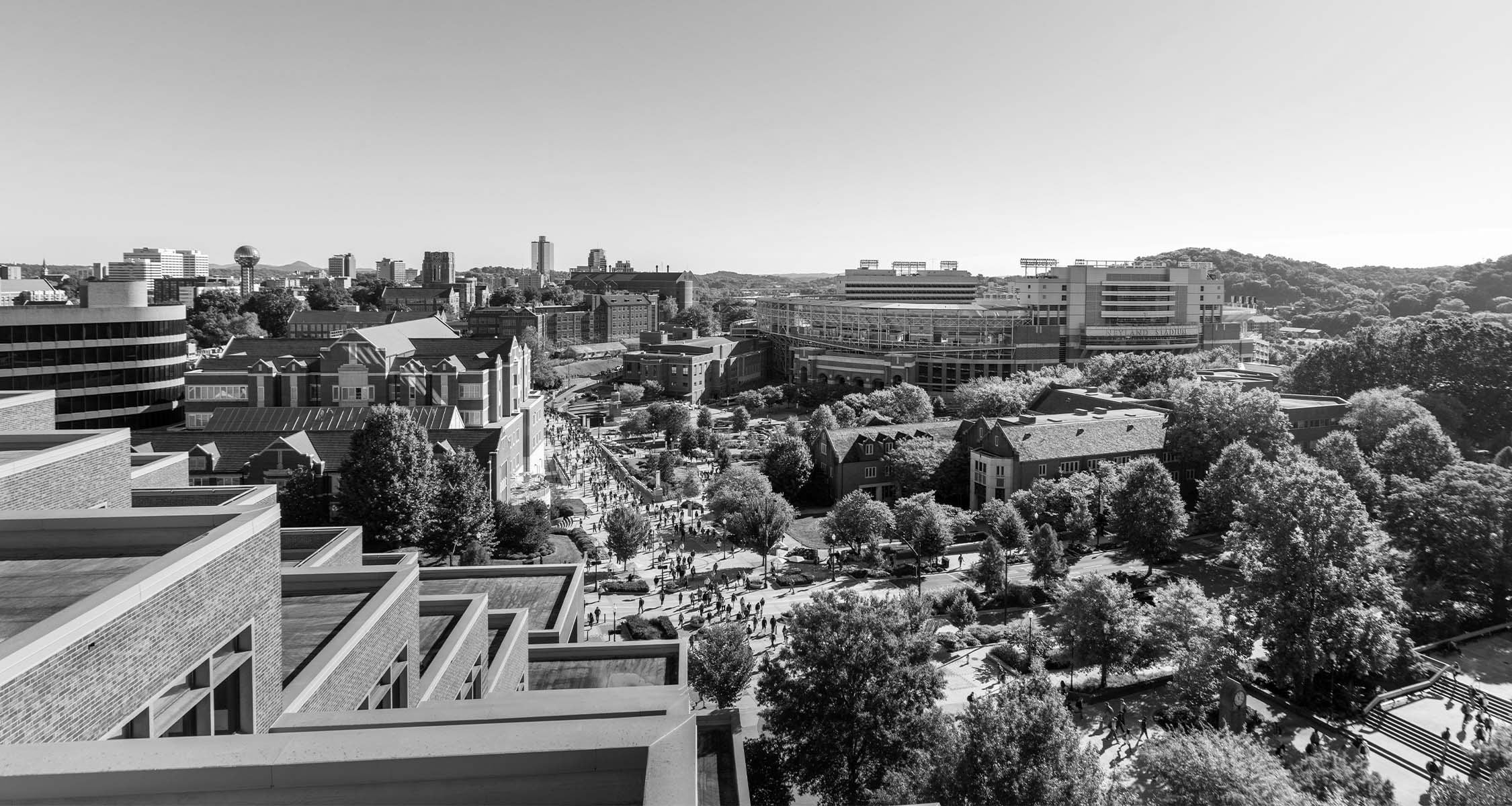 Aerial view of UT's campus