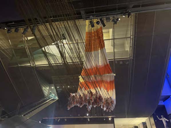Parachute that returned the Soyuz-TMA-19M to safety displayed in the British Science Museum