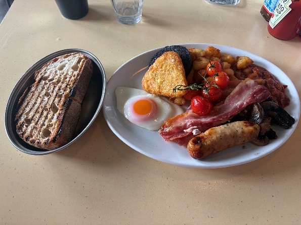 A plate of traditional English breakfast