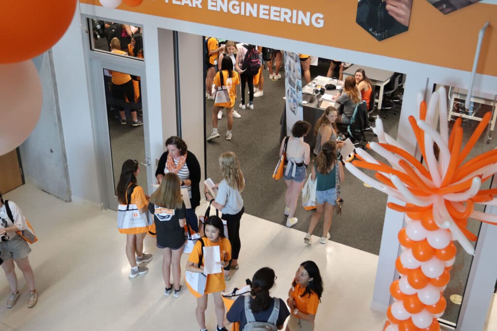 Students walking into the 2024 WiE Welcome You Event