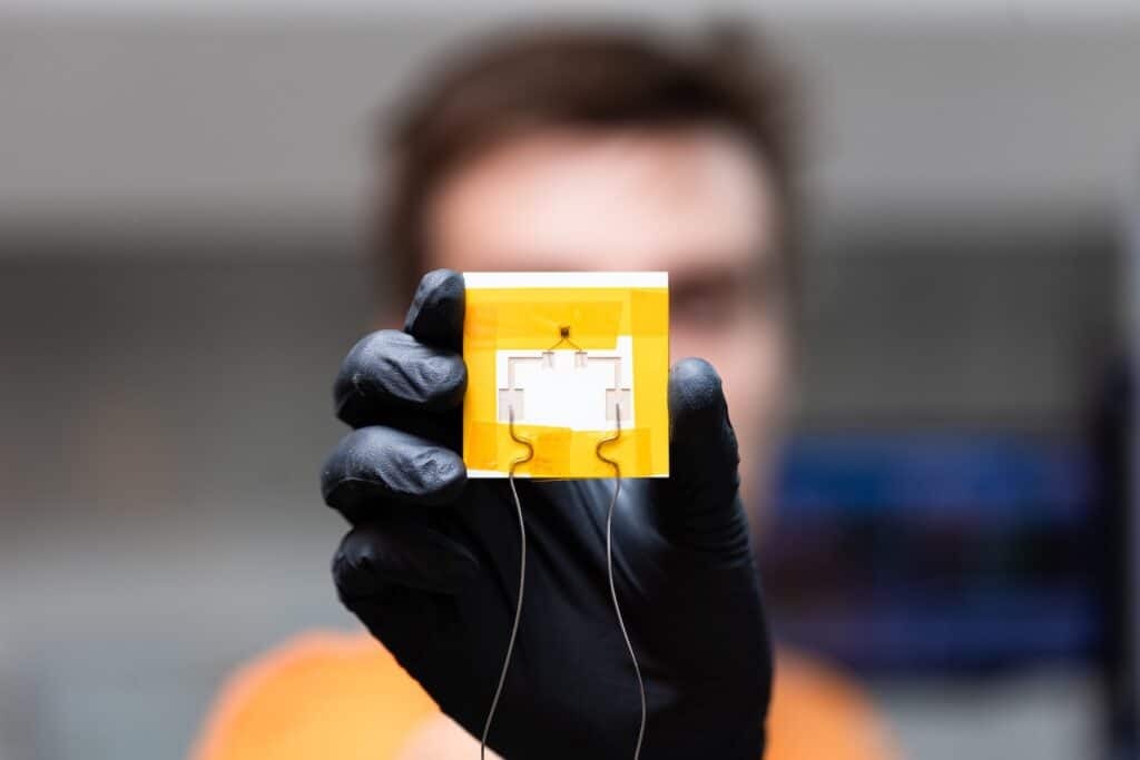 Daniel Powers holding the sensor
